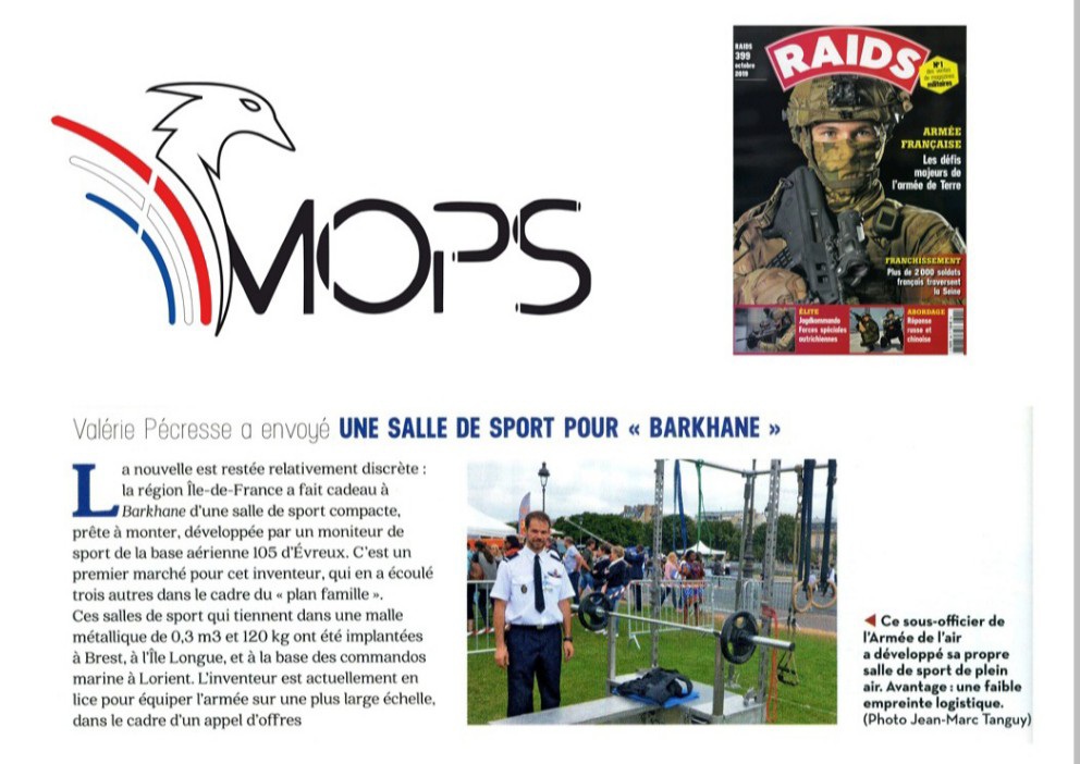 Article « Une salle de sport pour Barkhane » – Magasine RAID (octobre 2019)